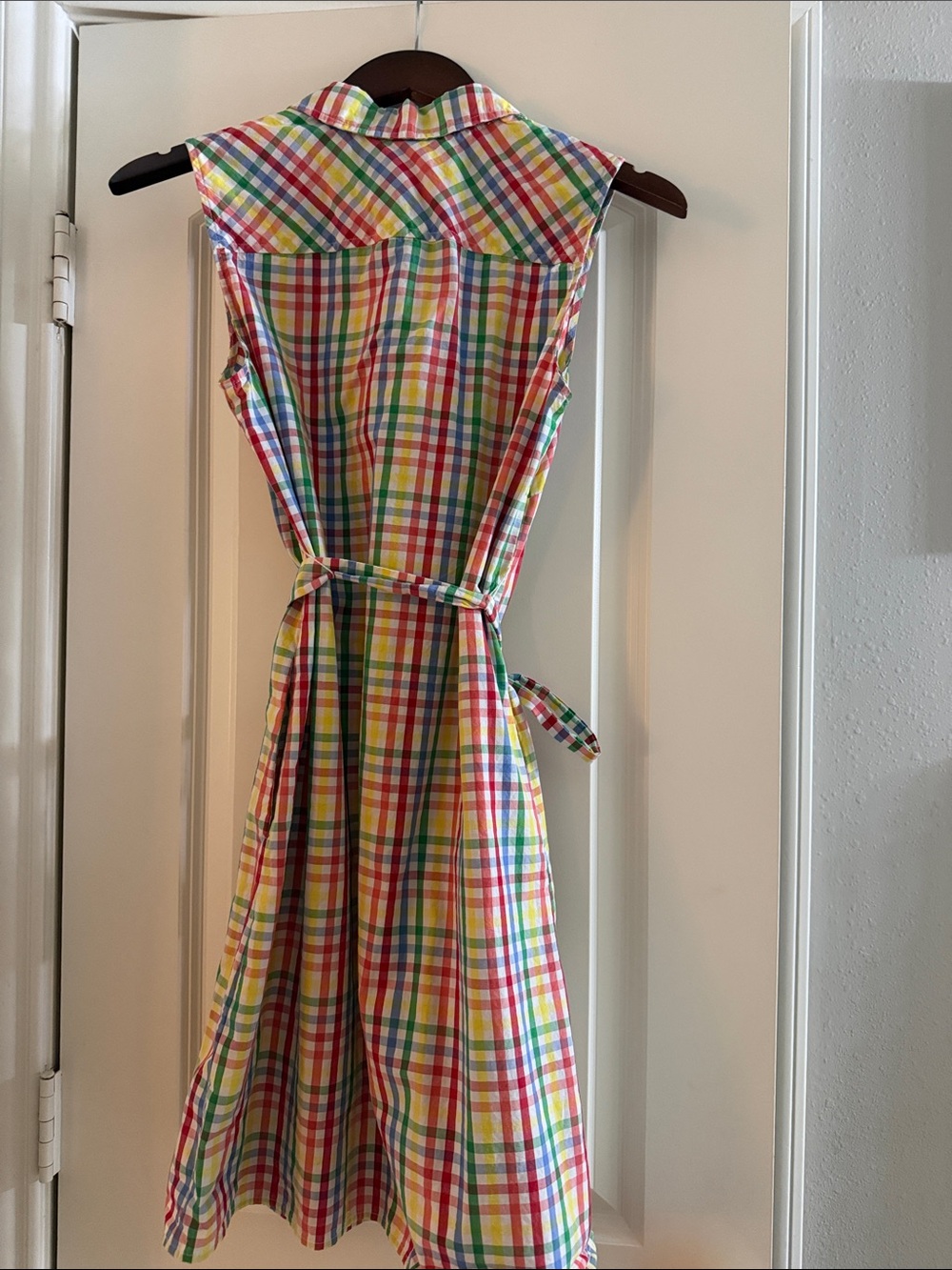 Tommy Hilfiger Multicolor Plaid Sleeveless Shirt Dress with Tie Belt - Picture 2 of 3